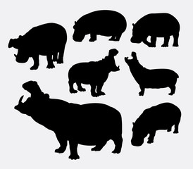 Hippopotamus wild animal silhouettes. Good use for symbol, web icon, logo, mascot, or any design you want. Easy to use.