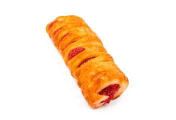 Puff pastry filled with jam isolated.