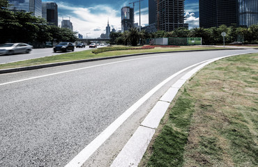 empty asphalt road in modern city