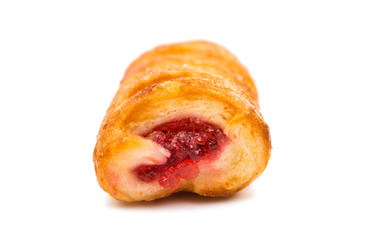 Puff pastry filled with jam isolated.