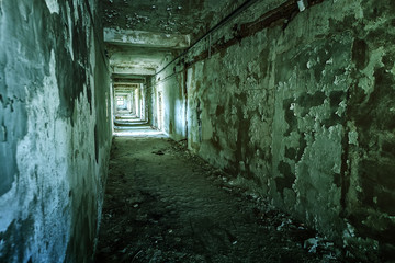 Obraz premium Old ruined building interior