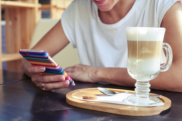 female using smartphone