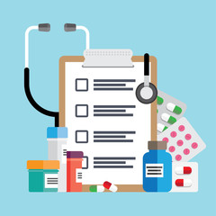 Medical template with medicine equipment