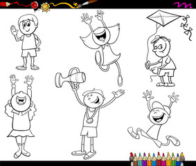 Fototapeta na wymiar kids characters coloring page