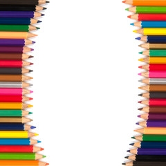 Colour pencils on white background
