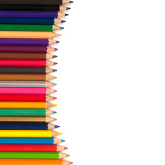 Colour pencils on white background