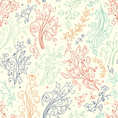 Floral seamless pattern. Decorations, leaves, flower ornaments