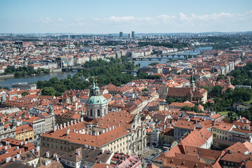 Fototapeta premium View of Prague from above on sunny day