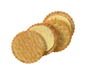 Round Cracker isolated on white with a clipping path.