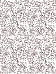 Seamless hand drawn floral pattern on a white background.