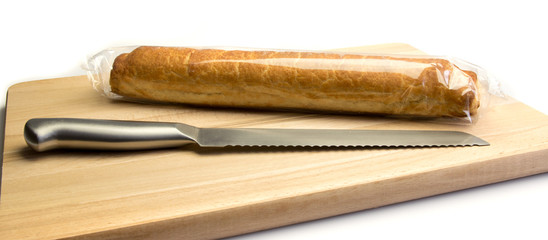 Wrapped almond bar with knife