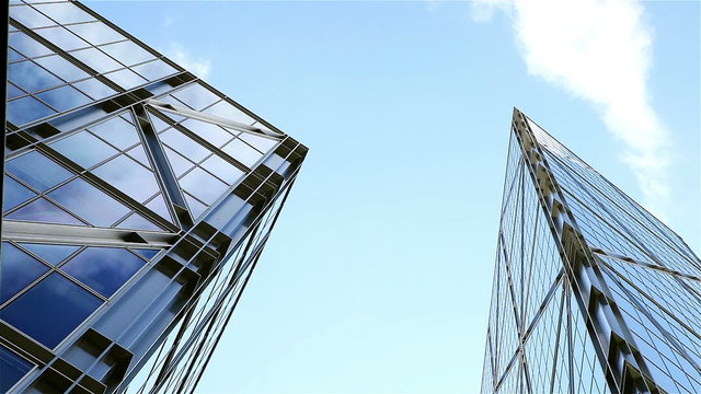 Contemporary skyscrapers, low angle abstract time lapse