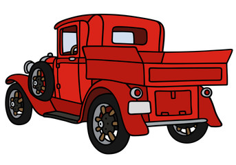 Vintage red pick-up / Hand drawing, not a real model