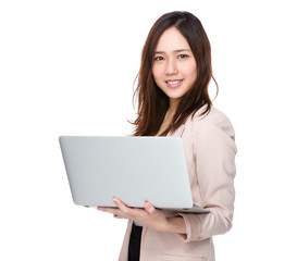 Fototapeta premium Asian businesswoman use of the notebook computer