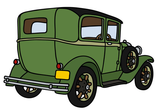 Vintage green car / Hand drawing, not a real model