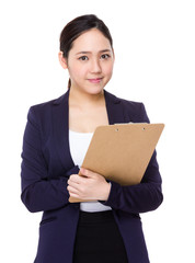 Businesswoman hold with clipboard