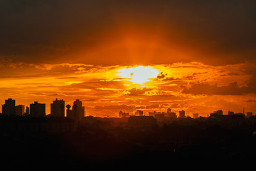 Last light at city of Bangkok