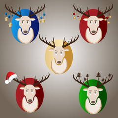 Christmas reindeer with decorated antlers.