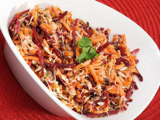 Carrot, beetroot, tuna fish salad