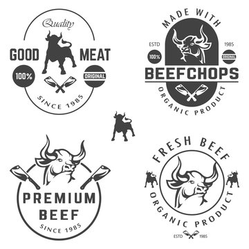 vector set of beef labels, badges and design elements