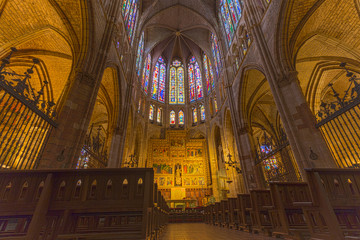 Obraz premium The interior of the Cathedral of Leon on the Camino de Santiago