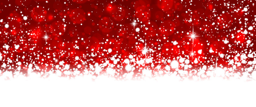 Christmas red background with snow.