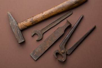 set of old dirty tools