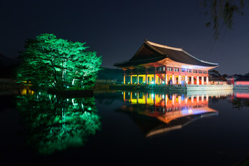 Gyeonghoeru in Gyeongbokgung palace at night -  Seoul city,  Republic of Korea