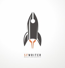 Creative symbol concept with pen and rocket