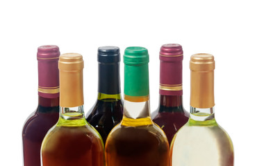 Wine bottles isolated on white