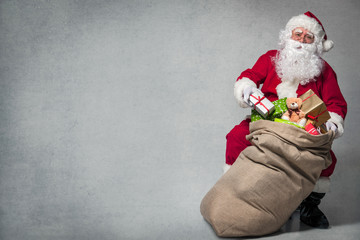 Santa Claus with a bag of presents