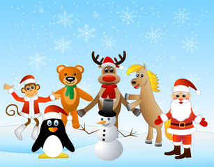 Christmas card with animals