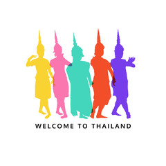 Fototapeta premium welcome to thailand, thai dancer vector illustration