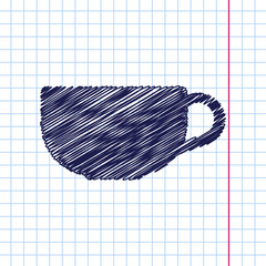 Vector hand drawn cup for tea or coffee icon on copybook