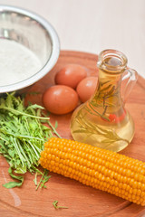 Ingredients for corn pancakes