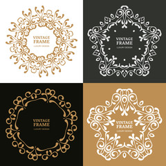 Set of vector vintage flourish frames.
