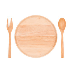 Wooden plate and spoon