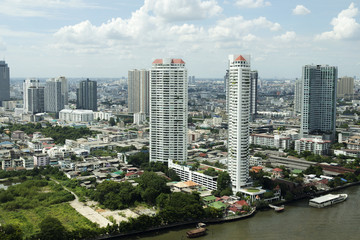 Bangkok landscapes with the river and blue sky