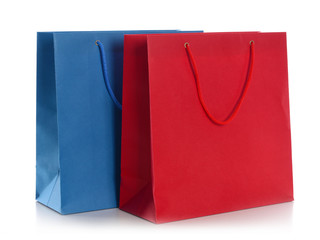 Paper shopping bags isolated on white