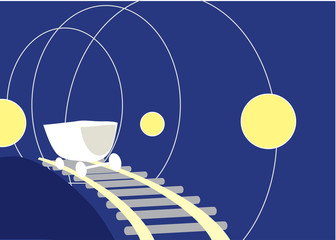 Trolley in the mine. Vector