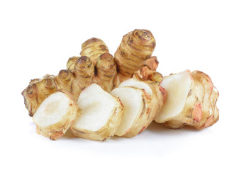 Jerusalem artichoke on white background