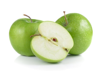 green apple on white background