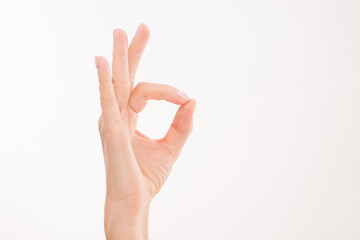 Woman's hand expressing success