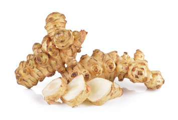 Jerusalem artichoke on white background