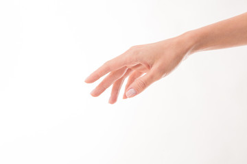 Woman's hand demonstrating perfect skincare