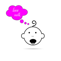baby head love milk vector