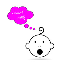 baby head want milk vector