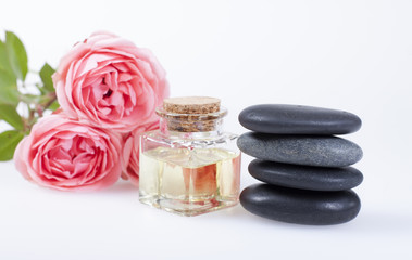 Basalt stones  , cosmetic oil   , aromatic bath salt and rose.