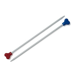 Pair of Plastic Knitting Needles on White Background