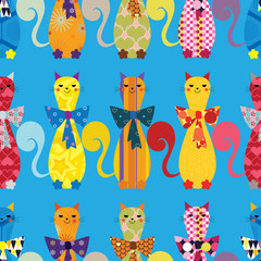 Seamless vector background with decorative elegant cats